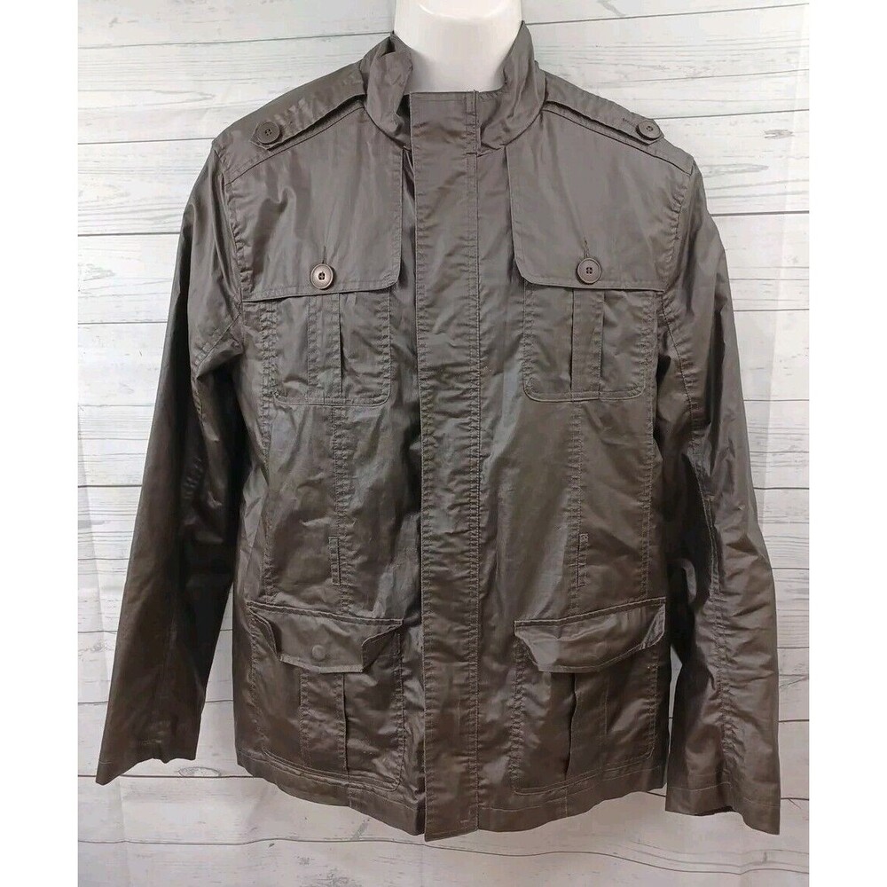 Twentyone Men Full Zip Brown Windbreaker Jacket Pockets Sz L